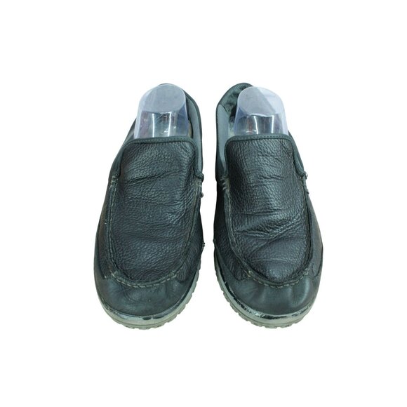 LL Bean All Week Men's Black Leather Slip On Moccasin Slipper Shoes Size 11 M - Picture 5 of 9